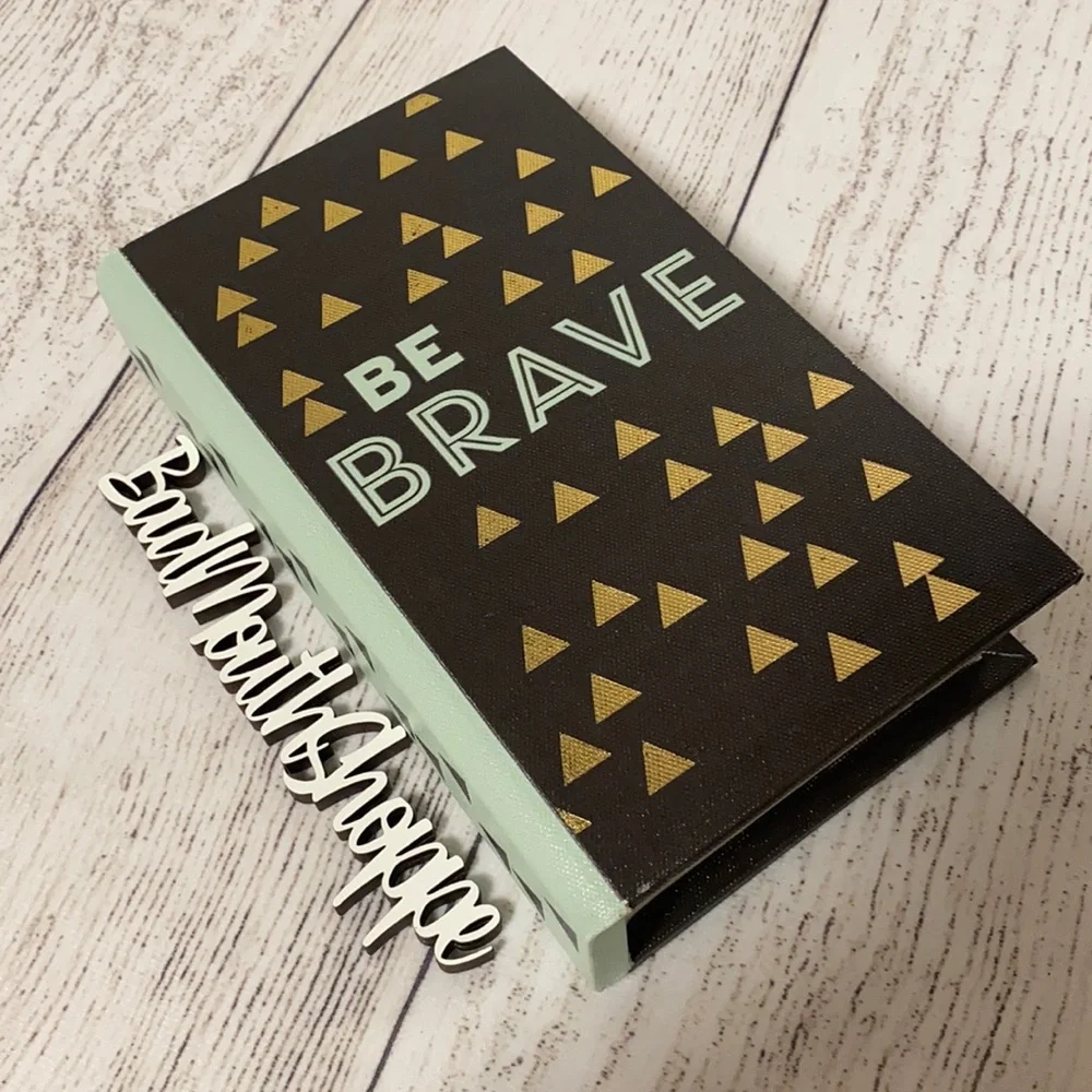 Teal Black BE BRAVE Geometric Triangle Hidden Storage Book Box